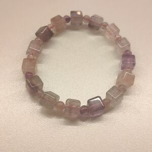 Elegant Pink and Purple Super Seven Beaded Bracelet